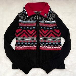 Icelandic Design Women’s Nordic Black Red Full Zip Jacket